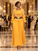 Ensemble de Robe de Soirée Élégante Grande Taille pour Femmes Africaines, Deux Pièces, à Paillettes, Manches Volants, pour Fête Formelle et Mariage - Vente en Gros