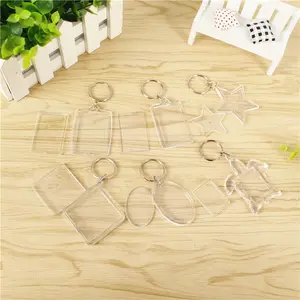 Manufacturers 3D Transparent Photo Frame Gift Acrylic Blank Keychain Rectangle/Heart/Round Photo Insert Clear Picture Keychains