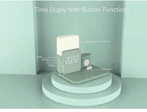 Đế Sạc Nhanh Có Đồng Hồ + Đèn Ngủ + Tai Nghe Nhét Tai/Đồng Hồ Bộ Sạc Không Dây Sạc Nhanh Đồng Hồ Báo Thức - Product Image 3