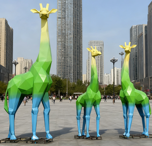 Tùy Chỉnh Thực hiện Quá Khổ Thép Không Gỉ Con Hươu Cao Cổ Điêu Khắc Đầy Màu Sắc Cao Động Vật Bức Tượng Cho Khu Vườn Lớn Công Viên Thành Phố Ngoài Trời - Product Image 4
