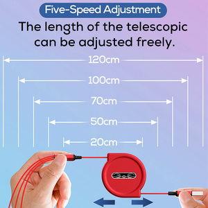 Phổ biến một cách kéo cáp USB có thể thu vào 3 trong 1 1.2m mở rộng USB A đến ba cắm cho điện thiết bị di động - Product Image 5