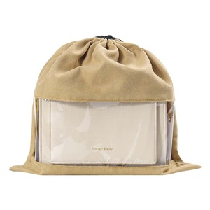Minimalist Canvas <b>Drawstring</b> <b>Backpack</b> Beige Non Woven Lining Unisex Portable Storage Bag - Product Image 6