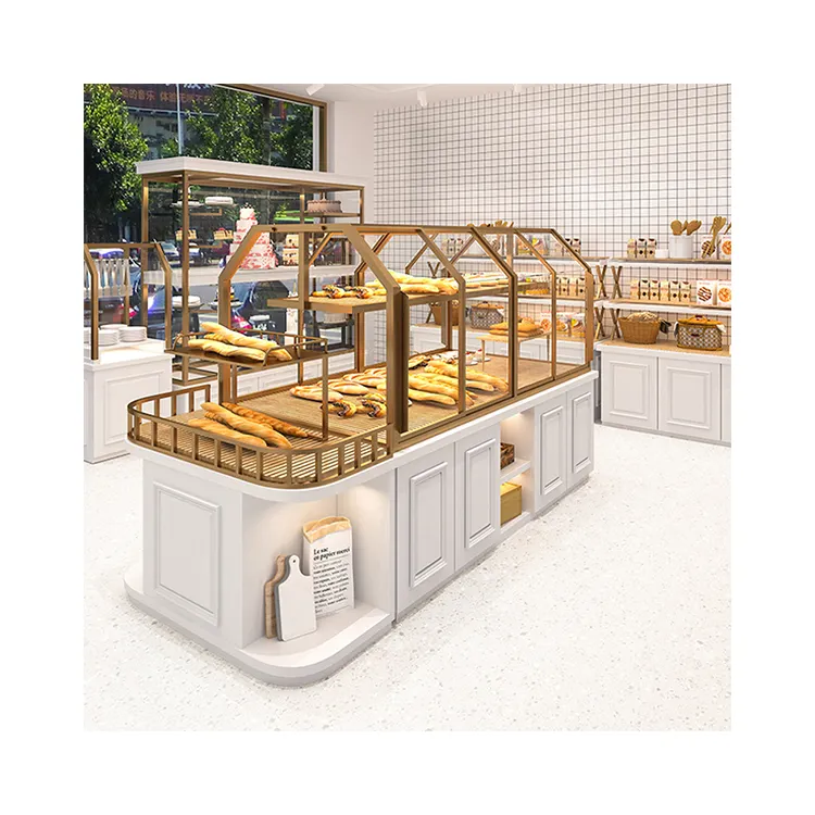 Kainice Grosir Kue Menampilkan Roti Display Ukuran Custom Meja Roti Etalase untuk Roti Store Rak