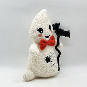 หมอนตุ๊กตารูปผีฮาโลวีนของเล่นผ้ากำมะหยี่ผูกโบว์สีแดงใยแมงมุมใยแมงมุมสีดำค้างคาวตุ๊กตาสัตว์ยัดไส้รูปการ์ตูนนุ่ม - Product Image 2