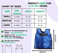 Gilet lesté sensoriel pour enfants, gilet de compression réglable avec velcro pour l'autisme, l'ADHD, la thérapie et l'entraînement, marque Pusun WS-344 18oz