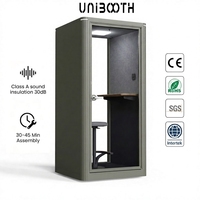 UNIBOOTH Mobile Privacy ASTM-E84 Ignifuge 30dB ISO 23351 Installation Rapide en 30-45 Min Cabine de Bureau pour Laboratoire Créatif Atelier Personnalisable