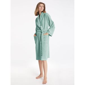 SIORO Bata de Baño de Algodón para Mujer, Gruesa y Suave, de Felpa, con Cuello Chal, Color Sólido, para Piscina, Gimnasio, Viajes - Product Image 3