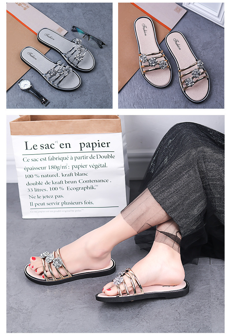 Summer Ladies Slippers Fashion Flower Beach Shoes Sandals Flat Casual Slides Sandals