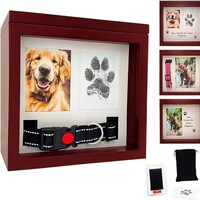 Boîte de présentation commémorative pour animaux de compagnie, cadre en bois, façade en verre, pour cendres, photos, colliers et empreintes de pattes, cadeau, vente en gros