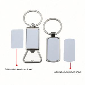JW898 <b>Customized</b> Laser Engraved Metal Bottle Opener <b>Keychain</b> Double-sided Printing LOGO Blank Heat Transfer Sublimation <b>Keychain</b> - Product Image 2