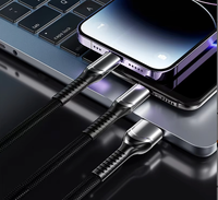 Câble de données 3-en-1 (connecteurs Micro USB/Type-C) Charge ultra-rapide 65W Tressage en alliage d'aluminium Cadeau d'affaires haut de gamme Mobile