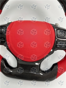 Volante de Fibra de Carbono y Cuero Perforado Rojo Oscuro Personalizado para Lexus <span class=keywords><strong>GS</strong></span> Gsf Is250 Is <span class=keywords><strong>300</strong></span> Nx Ct200 - Product Image 5