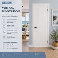 Porte intérieure à rainures verticales, noyau plein, blanc, apprêtée, résistante à l'humidité, taille standard australienne pour maison moderne de style côtier