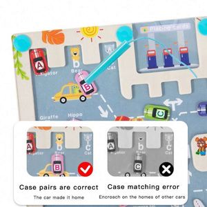 Toddler Travel Table Game Boys Girls Gift Wooden Animal Learning Board <b>Puzzle</b> Magnetic Alphabet Maze - Product Image 4