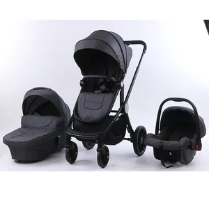 Drei-in-Eins-Kinderwagen/Tragbarer Baby wiege/Aluminium Luxus Baby High View bequemer Wagen Klappbarer bidirektion aler Troller