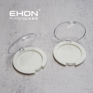 Round Empty Plastic <b>Compact</b> Powder Case Clear Transparent Lid Custom Logo Cosmetic Blush <b>Makeup</b> Palette Container - Product Image 3