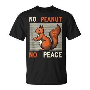 No <b>Peanut</b> No Peace Squirrel T-Shirt Black Unisex Adult Size <b>M</b> - Product Image 1
