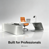 Meja Kantor Eksekutif Bentuk L Mewah Modern Kelas Atas Warna Putih Minimalis untuk Bos/CEO, Set Furnitur Administrasi Besar