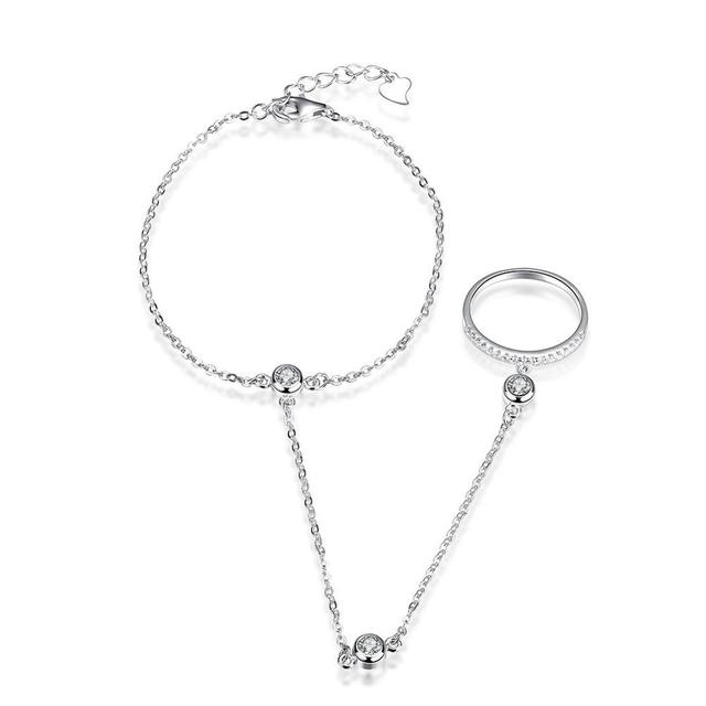 925 Sterling Silver Slave Bracelet Ring Hand Chain Bracelet Jewelry