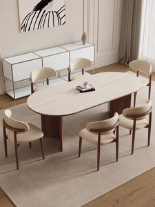 Sillas y mesas de comedor nórdicas de madera maciza para uso doméstico, mesas de comedor con respaldo moderno y sillas de estilo Crema para restaurante - Product Image 5