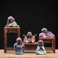 Poupées créatives en céramique pour bébé, 2 pièces, jolie Figurine de singe, ornement cadeau, Statue de bouddha chinois, artistique
