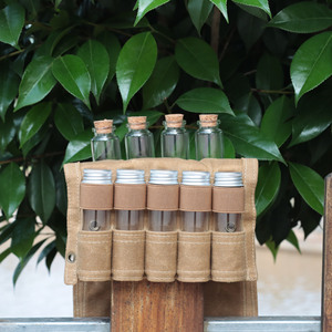 Condiment Bottle Storage Bag 9 Glass Bottles Canvas Camping Picnic Set - Product Image 4