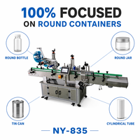 Machine d'étiquetage automatique NY-835 pour bocaux (haut et côtés), machine à étiquettes pour canettes, bouteilles en verre et PET avec intégration de codeur de date