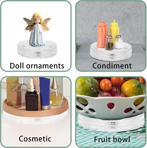 Mini plateau tournant en acrylique Lazy Susan à roulement à billes, rotation fluide à 360 degrés, pour cuisine, épices, décoration de gâteaux, armoire de salle de bain - Product Image 4