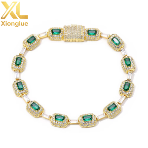 European American High-End Unisex Colorful <b>Gemstone</b> <b>Bracelet</b> Gold Plated 0.3m Thick Claw Setting Trendy Hip-Hop Wholesale - Product Image 6