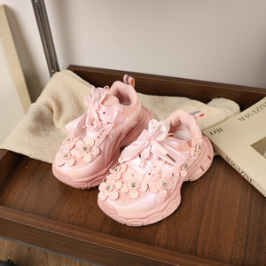 Meisjes Casual Sneaker Kant Mesh Gesp Met Zachte Bodem, Ademend Bloemontwerp Lente Herfst Hardloopsportschoenen Voor Peuters - Product Image 6