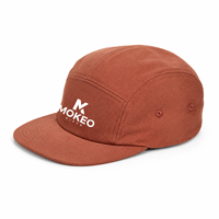 Casquettes de baseball ajustables en coton 100% à 5 panneaux avec logo personnalisé imprimé, bord plat, pour course en extérieur et camping, vente en gros, unies