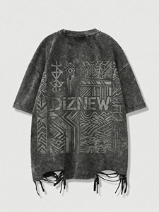 DiZNEW 2025 T-shirt da Uomo Hip Hop 300 Grammi Heavy Metal Streetwear Americano con Stampa Laser Personalizzata Piccoli Lotti - Product Image 2