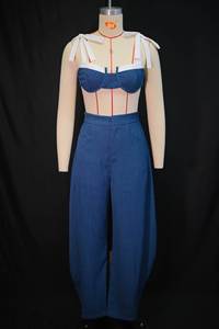 Women's Fall New Arrivals Fashionable Sexy <b>Patchwork</b> Strappy Crop <b>Top</b> Wide-Leg Pants Striped Casual 2-Piece Set Fashion - Product Image 6