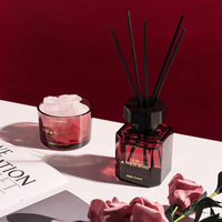 Coffret Cadeau Édition Limitée Parfum Rose Sauvage Diffuseur de Parfum d'Ambiance Cristal Sans Feu avec Bâtonnets d'Huiles Essentielles Aromatiques pour Coffret Cadeau