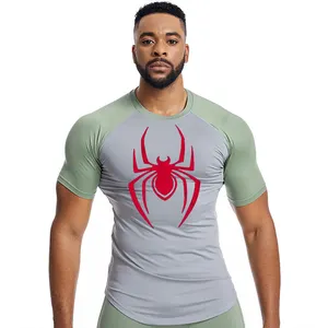 Camiseta preta personalizada homens spiderman compressão camisas