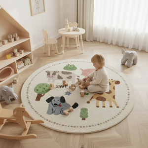 Custom Polyester Printed Round <strong>Kids</strong> Play <strong>Mat</strong> Cute <strong>Kids</strong> <strong>Floor</strong> Cushions for Home Daycare Preschool Kindergarten - Product Image 1