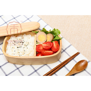 Japanese Style Wooden <b>Lunch</b> <b>Box</b> Rectangle Compartmentalized With Lid For Hotel Food Adult Use - Product Image 2