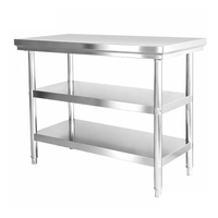 Table de travail professionnelle robuste en acier inoxydable, surface brossée thermolaquée de qualité alimentaire, résistante à la corrosion, pour cuisine professionnelle