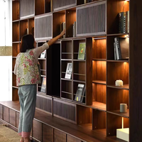 Nouveau meuble TV mural multifonctionnel en bois massif de style chinois, centre de divertissement en noyer avec grille cannelée, pour salon de style farmhouse