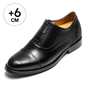 أحذية رجالية رسمية لزيادة الطول برباط وتهوية للخريف، أحذية سوداء مرتفعة 6 سم للمكتب والعمل، بيع بالجملة - Product Image 1