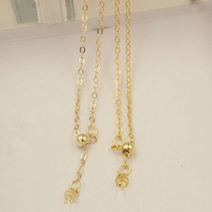 Cadena de Eslabones de Latón de 45 cm de Largo, 1/20, Chapada en Oro Puro de 14K, 1.1 mm de Ancho, con Cuentas Deslizantes de Silicona Ajustables de 3 mm y Broche de 2.9 mm - Product Image 5