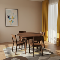 Ensemble de table à manger en chêne traditionnel (4 chaises) finition noyer foncé, durable, écologique, multifonctionnel, gain de place, pour la maison et l'hôtel