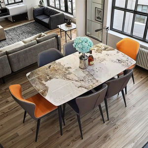 طاولة طعام بتصميم عصري للاستخدام المنزلي، مناسبة للشقق الصغيرة، فاخرة وخفيفة، مستطيلة الشكل، لامعة وعالية الجودة، قابلة للطي مع مجموعة كراسي - Product Image 2