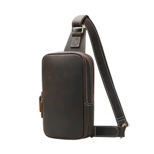 COTECi पुरुषों का टॉप लेयर काउहाइड वन-शोल्डर क्रॉसबॉडी बैग क्रेज़ी हॉर्स डिज़ाइन असली विंटेज लेदर चेस्ट बैग मैसेंजर बैग
