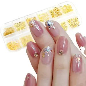 12 grilles ongles flocons scintillants automne feuilles d'érable paillettes paillettes pour Nail Art décorations décalcomanies accessoires polonais