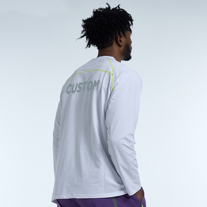 Hauts de sport pour hommes à manches longues, séchage rapide, pour entraînement de basketball, course à pied et jogging matinal, <span class=keywords><strong>avec</strong></span> empiècements rayés, personnalisables OEM ODM - Product Image 4