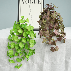 Tanaman Mini sentuh asli, rumput uang tembaga daun Ivy buatan tanaman sukulen palsu hijau untuk dinding - Product Image 2