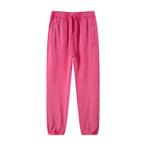 Pantalons de survêtement décontractés pour hommes lavés 100% coton, logo personnalisé, taille élastique, port quotidien, pantalon de survêtement à jambes larges avec poches - Product Image 5