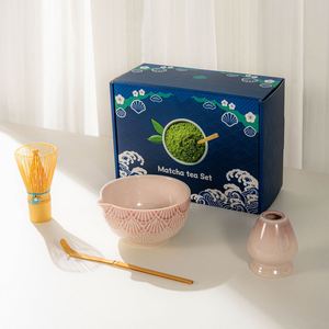 Ensemble d'accessoires à thé Matcha de style rétro de la dynastie Song : Fouet en bambou à 100 dents, Brosse à thé, Filtre, Bol à Matcha en céramique - Product Image 2