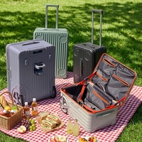 Valise tout-terrain, coque rigide en PC avec roues surdimensionnées, porte-gobelet, port USB, serrure TSA, grande capacité pour le camping et les voyages